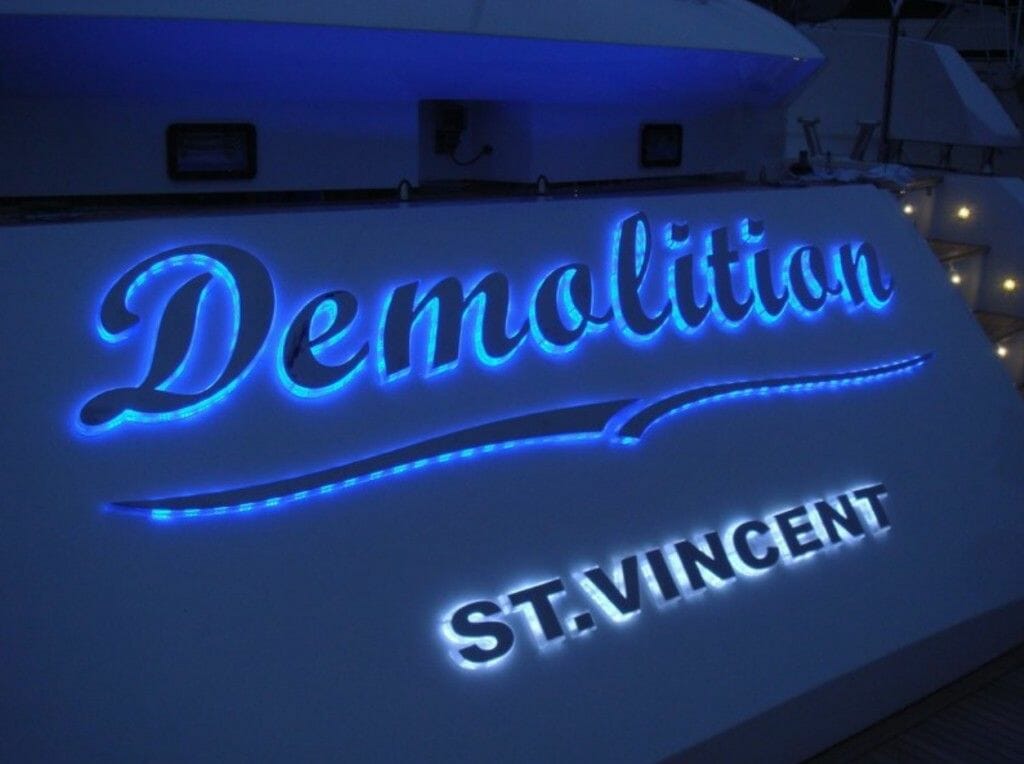 Custom vinyl, cnc routed and backlight led boat names